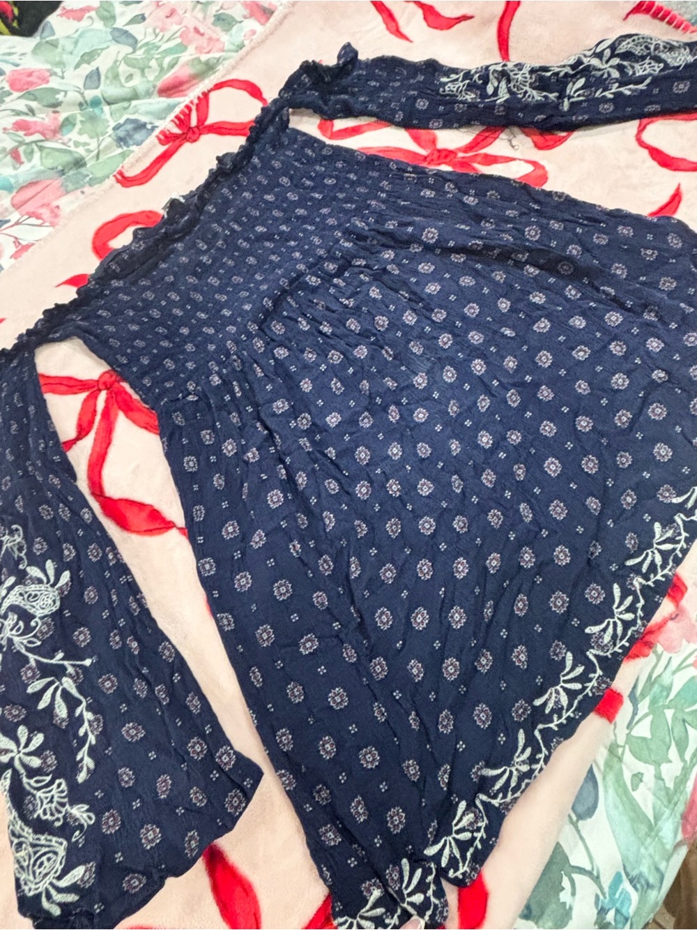 Women’s Navy Blue Patterned Boho Skirt